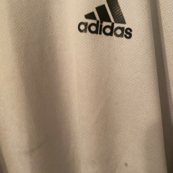 Mens 2XL Adidas White &!Black Striped Jersey Climate Control - Picture 3 of 4